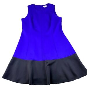 Calvin Klein Colorblock Fit And Flare Midi Dress Womens Blue Black 18W